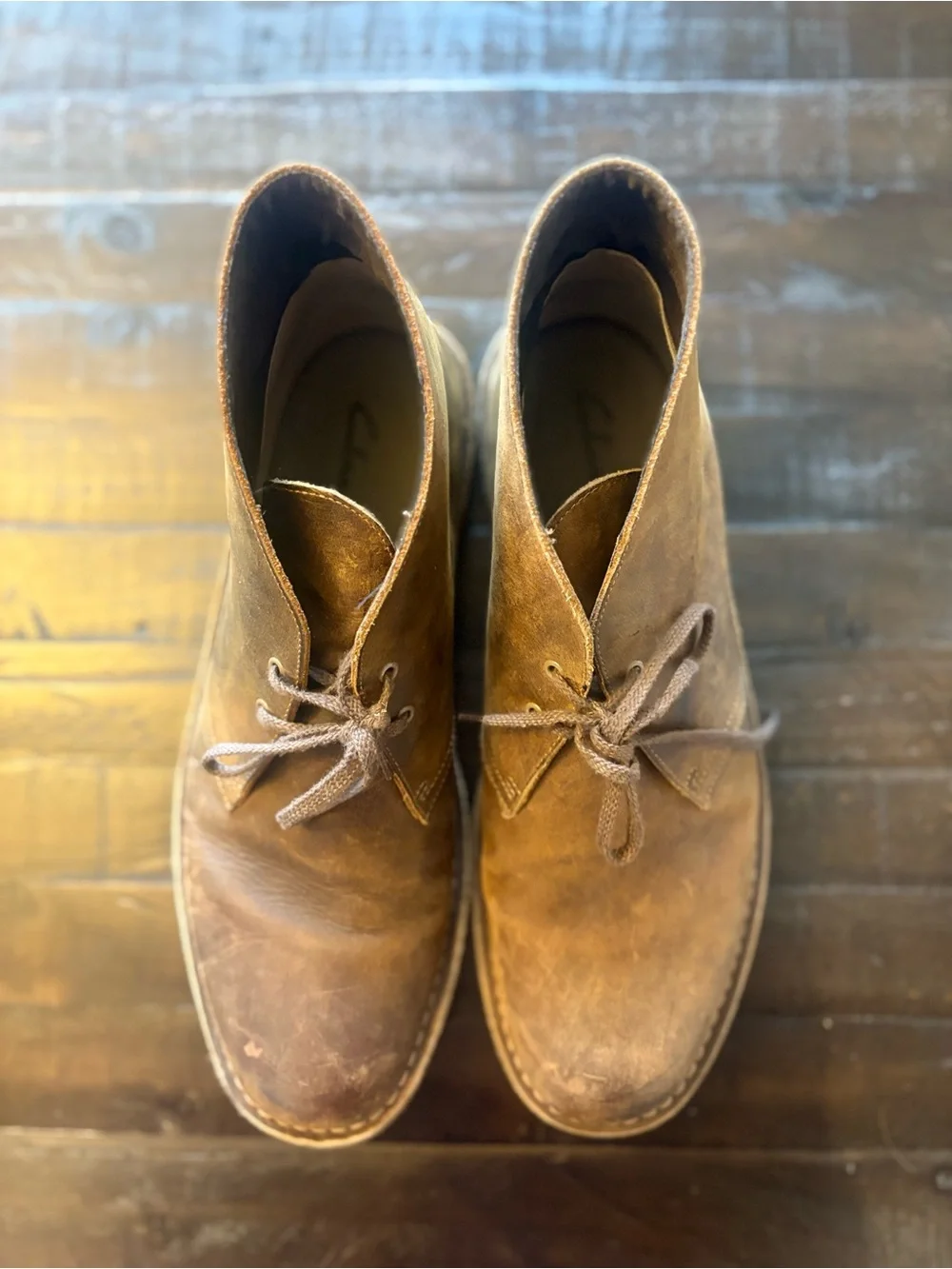 Clarks Men’s Brown Leather Chukka Desert Boots Lace Up Ankle US 13 Medium
